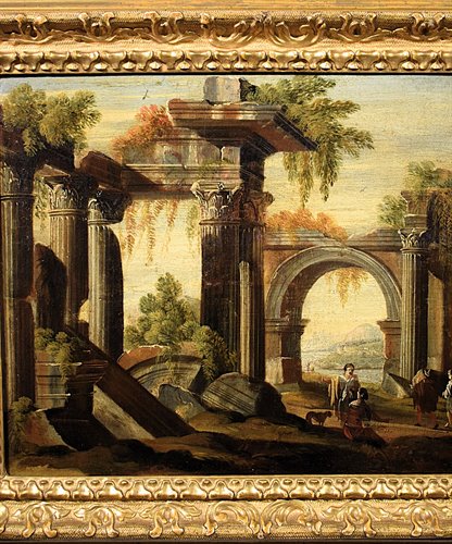 Paysage avec ruines architecturales